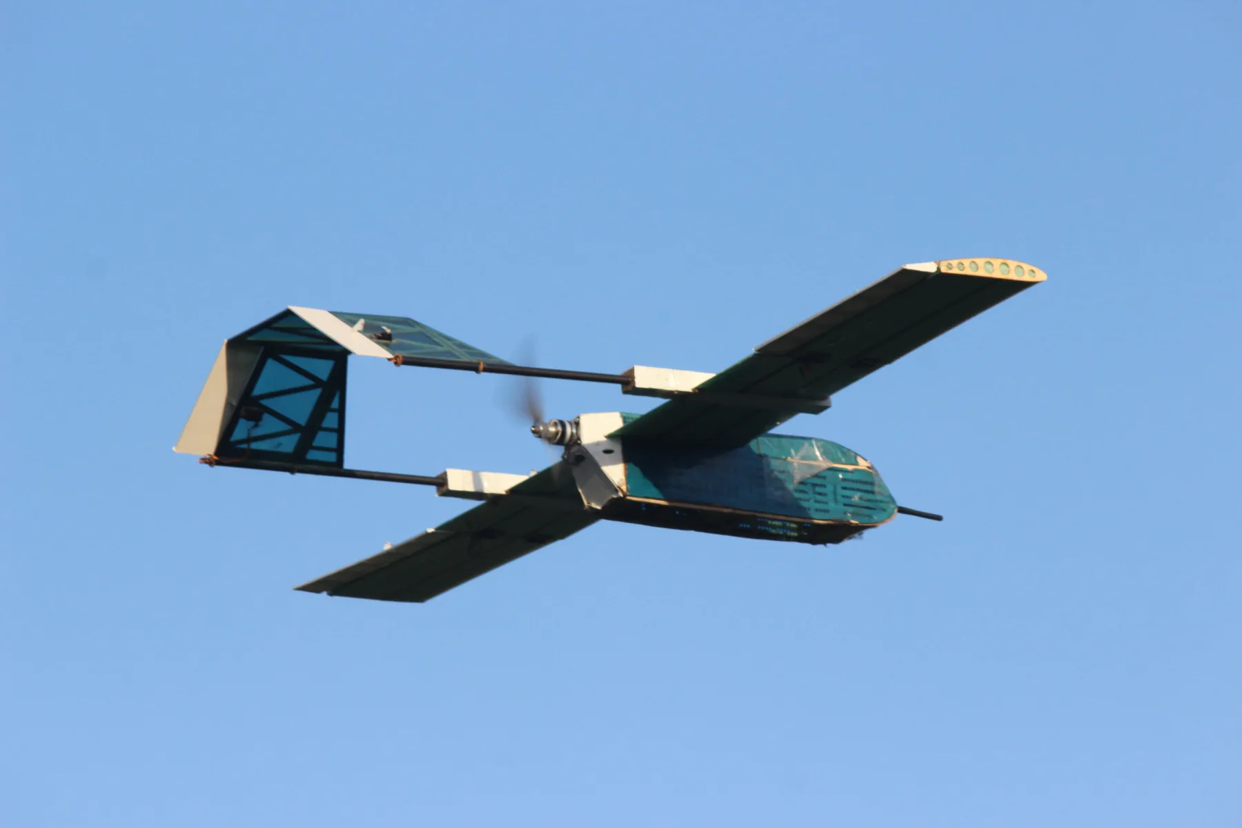 The foldable reconnaissance aircraft during a flight test