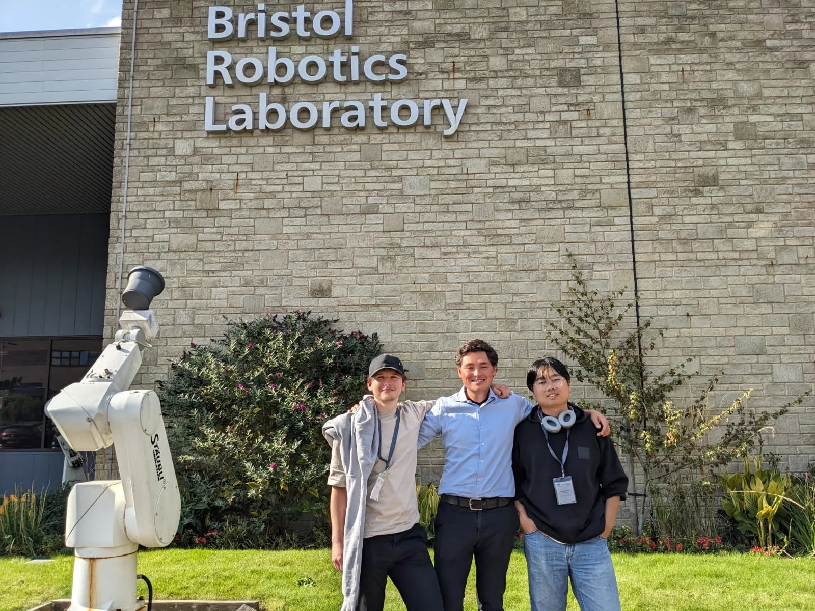 Anton, Martijn, and Liming Zheng at Bristol Robotics Laboratory