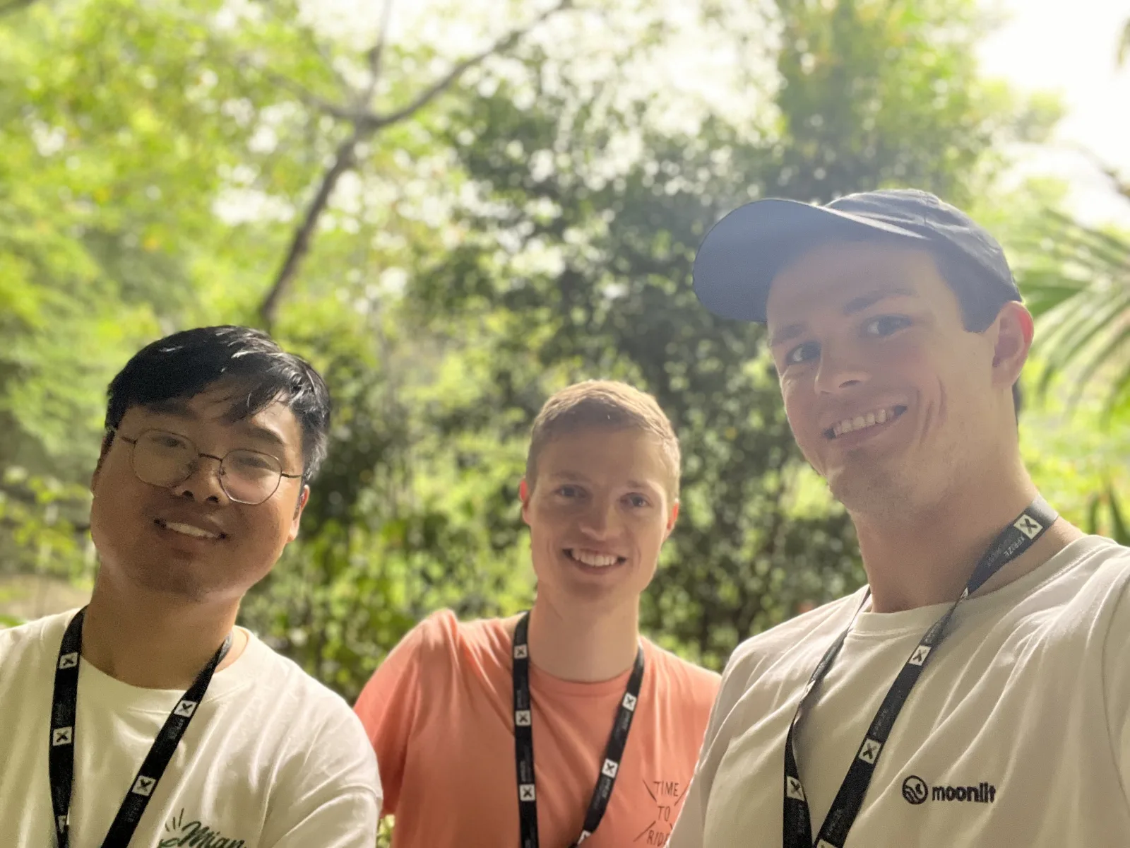 Liming Zheng, Andrew, and Seamus in the rainforest